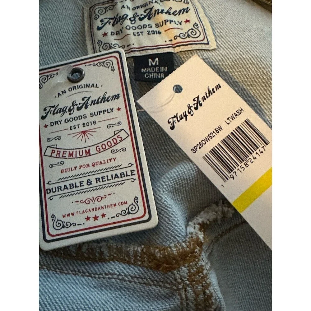 Flag & Anthem Denim Jacket Womens Size M Blue Light Wash Button Front - Picture 5 of 6